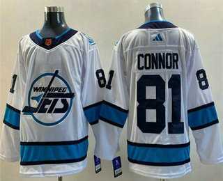 Men%27s Winnipeg Jets #81 Kyle Connor White 2022 Reverse Retro Stitched Jersey